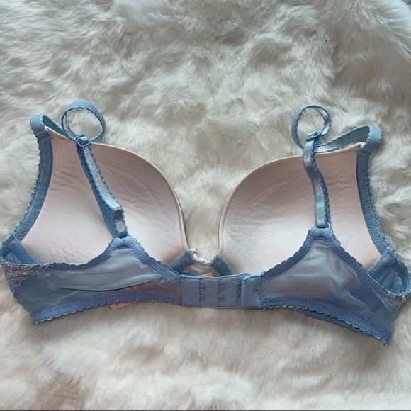 VS light blue and white lace dream angels push up bra 32C - Picture 2 of 15